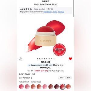 Merit Flush Balm Cream Blush in Rouge